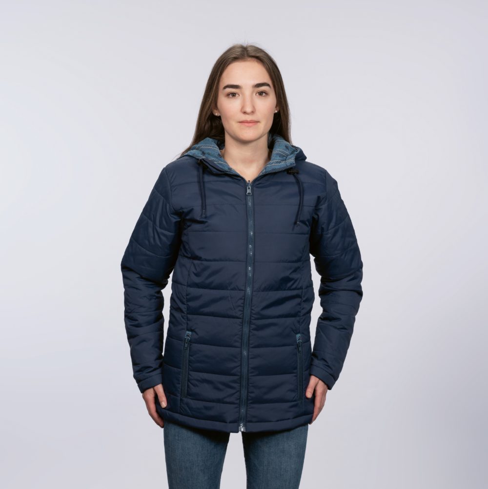 gesteppte Damen Wendejacke mit Edelweissstoff